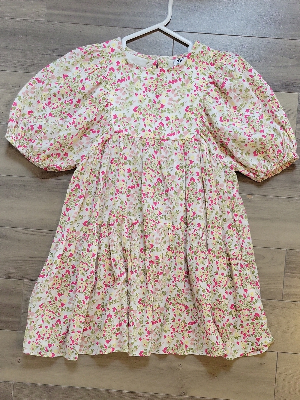 Floral Puff Sleeve Babydoll Dress - 6Y